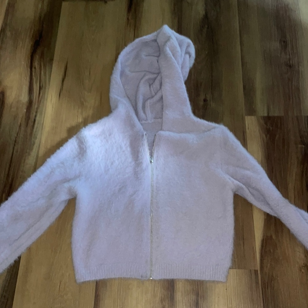 Lavender crop top zip up sweater. Size Medium. Brand: SHEIN.
